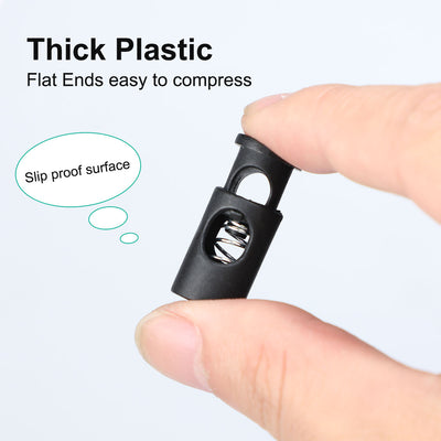 Harfington 12pcs Plastic Cord Lock Stoppers Spring Toggle Ends Fastener Organizer Black