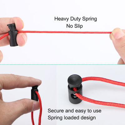 Harfington 12pcs Plastic Cord Lock Stoppers Spring Toggle Ends Fastener Organizer Black