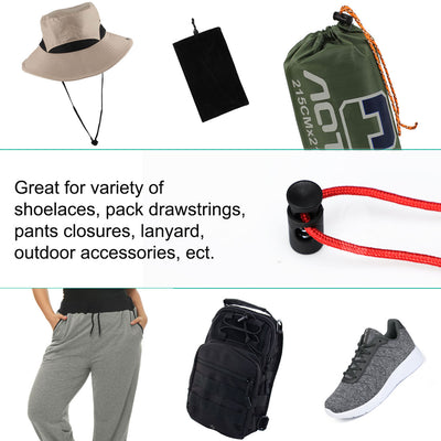 Harfington 12pcs Plastic Cord Lock Stoppers Spring Toggle Ends Fastener Organizer Black