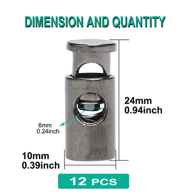 Harfington 12pcs Plastic Cord Lock Stoppers Spring Toggle Fastener Organizer