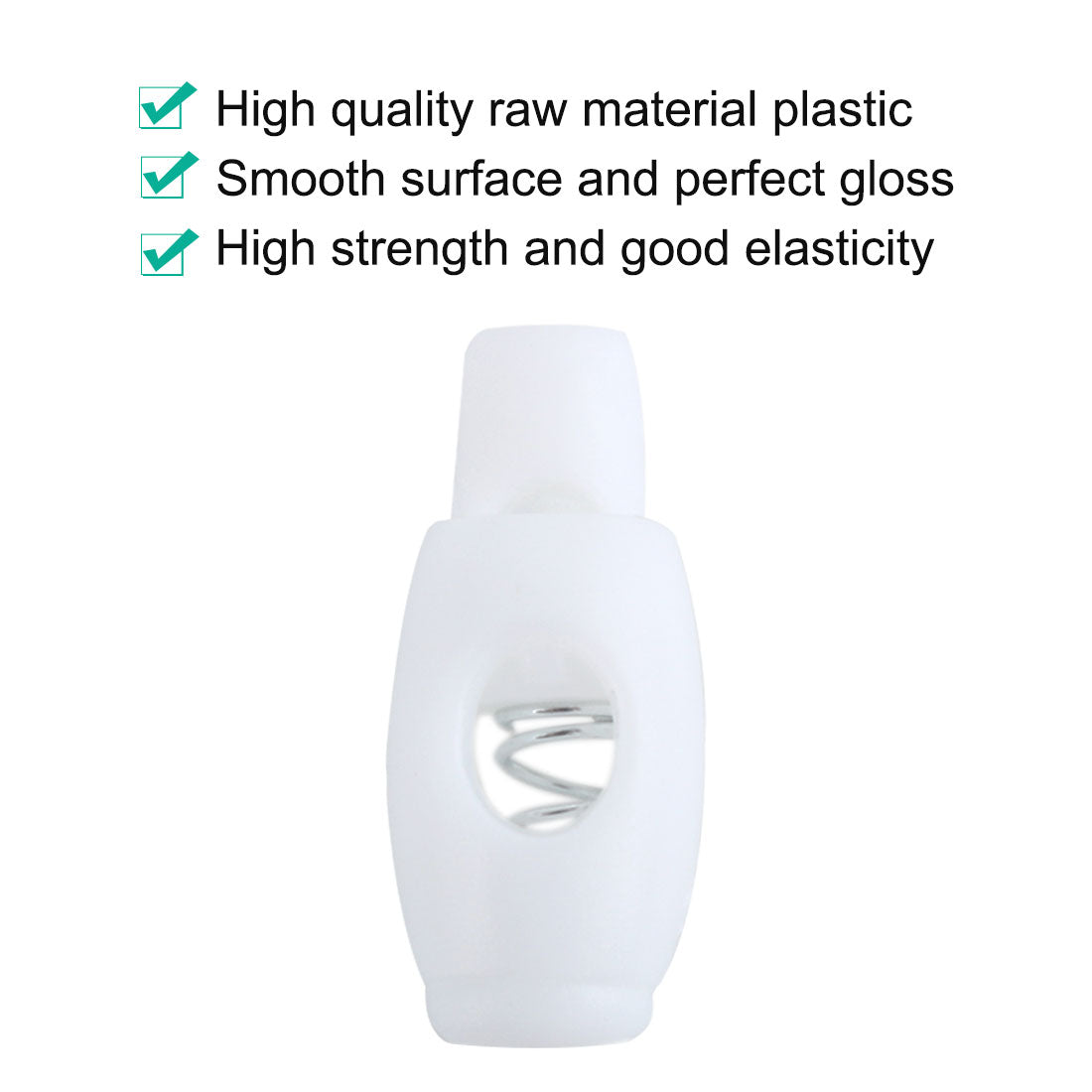 Harfington 12pcs Plastic Cord Lock Stopper Clip End Spring Fastener Organizer White