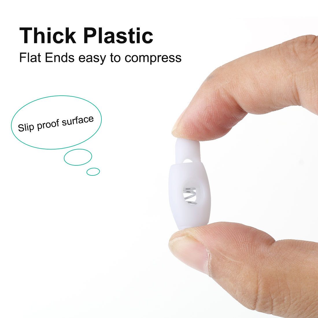 Harfington 12pcs Plastic Cord Lock Stopper Clip End Spring Fastener Organizer White