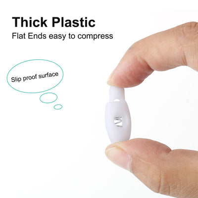 Harfington 12pcs Plastic Cord Lock Stopper Clip End Spring Fastener Organizer White