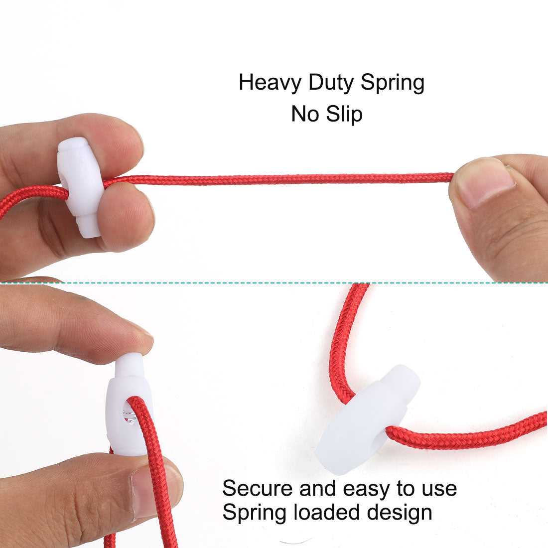 Harfington 12pcs Plastic Cord Lock Stopper Clip End Spring Fastener Organizer White