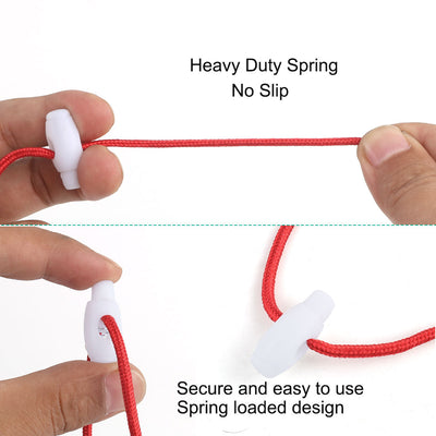 Harfington 12pcs Plastic Cord Lock Stopper Clip End Spring Fastener Organizer White