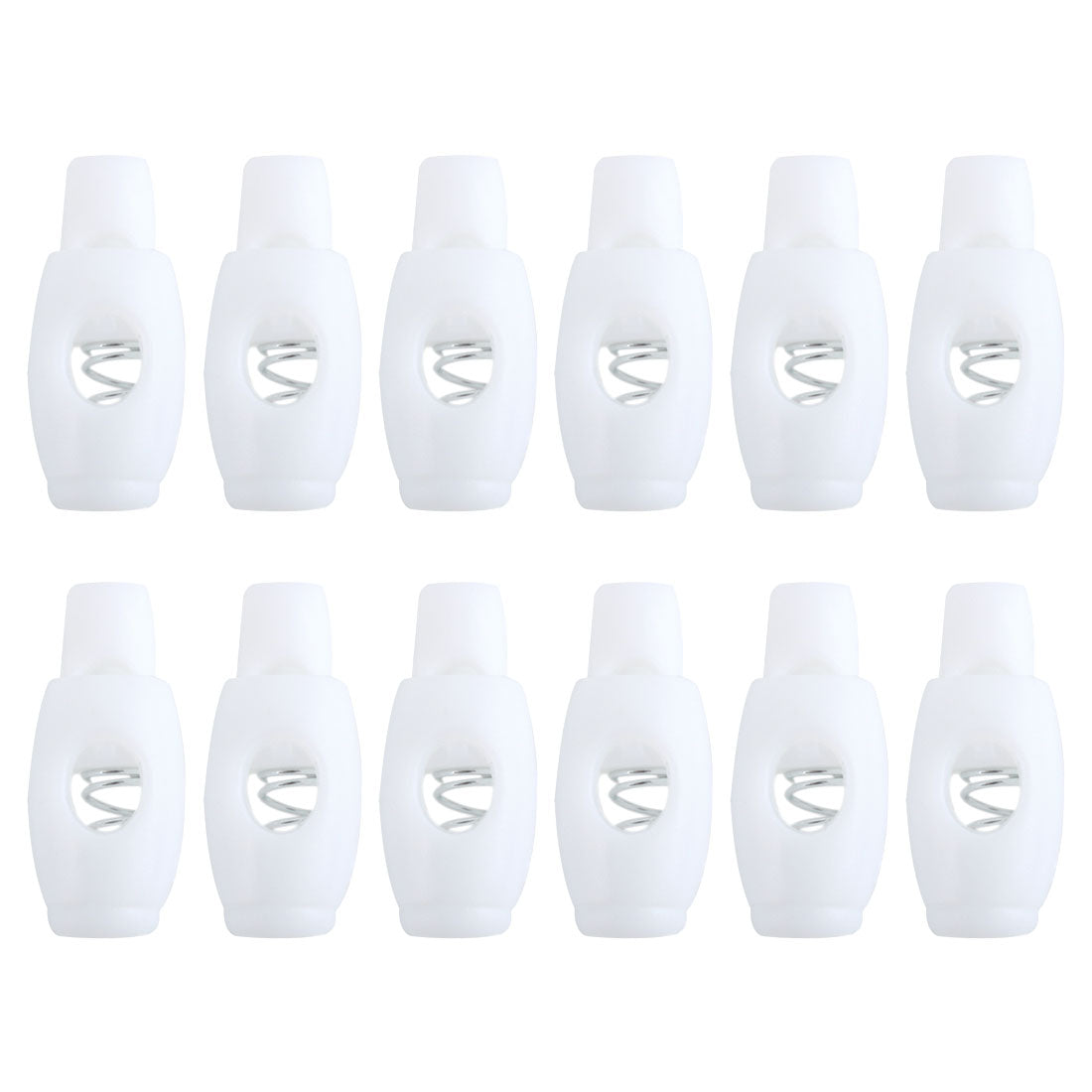 Harfington 12pcs Plastic Cord Lock Stopper Clip End Spring Fastener Organizer White