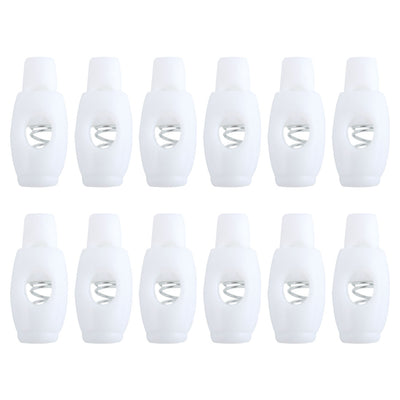 Harfington 12pcs Plastic Cord Lock Stopper Clip End Spring Fastener Organizer White