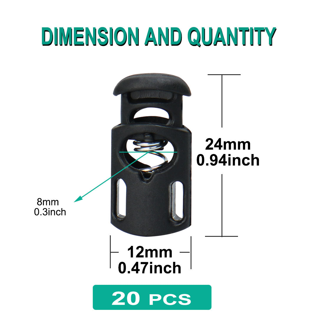 Harfington 20pcs Plastic Cord Lock Stopper Spring Toggle Fastener Slider Organizer