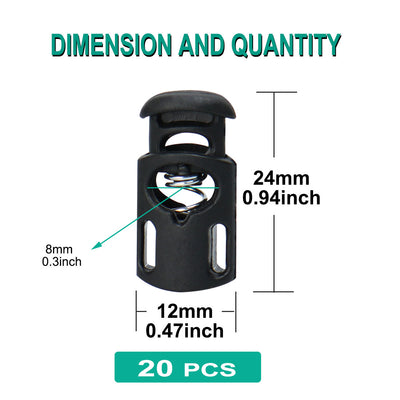 Harfington 20pcs Plastic Cord Lock Stopper Spring Toggle Fastener Slider Organizer