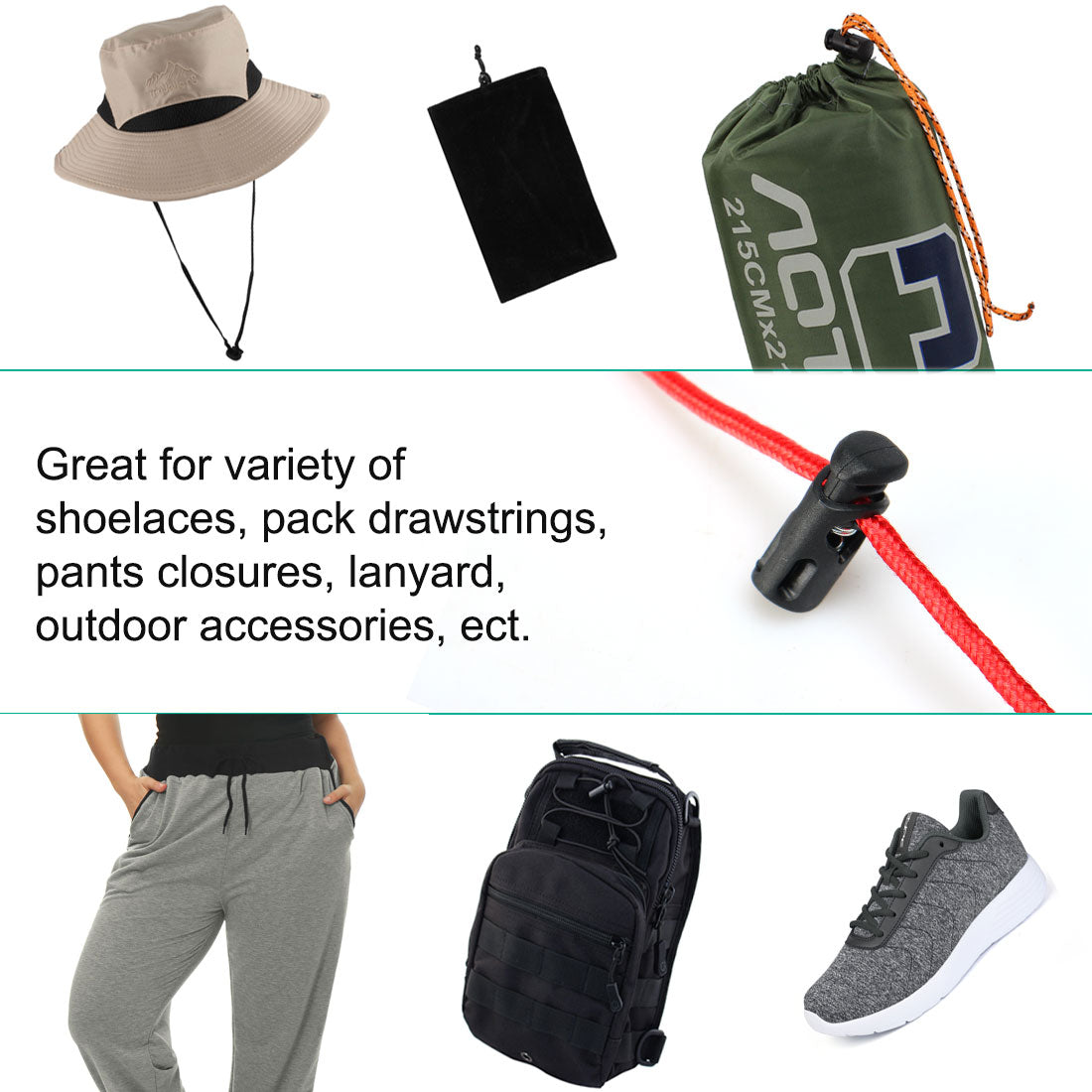 Harfington 20pcs Plastic Cord Lock Stopper Spring Toggle Fastener Slider Organizer