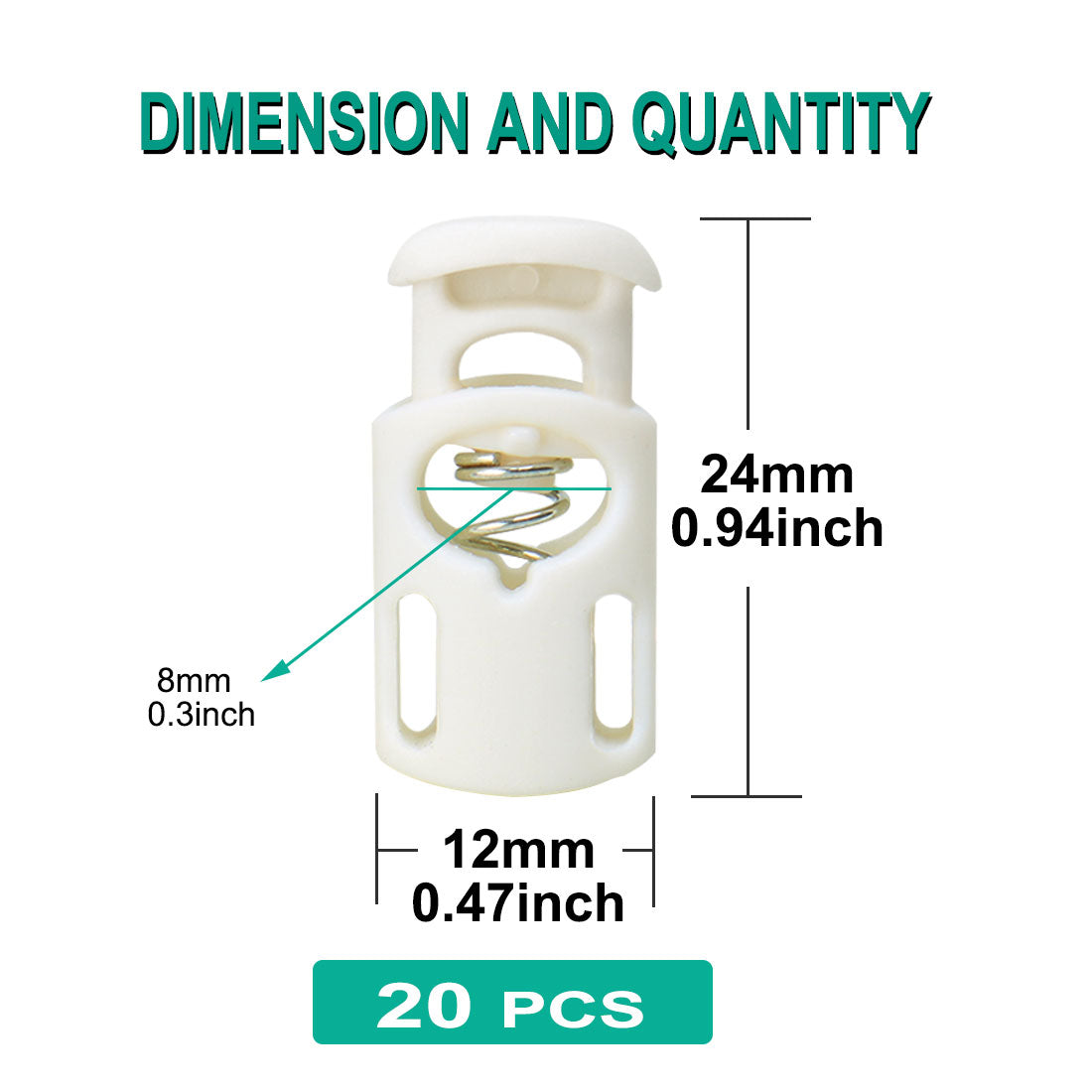 Harfington 20pcs Plastic Cord Lock Stopper Spring Toggle Fastener Slider Organizer