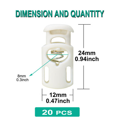Harfington 20pcs Plastic Cord Lock Stopper Spring Toggle Fastener Slider Organizer