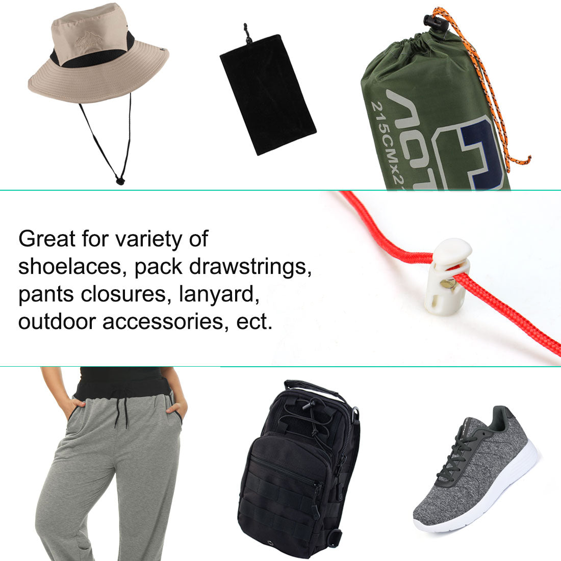 Harfington 20pcs Plastic Cord Lock Stopper Spring Toggle Fastener Slider Organizer