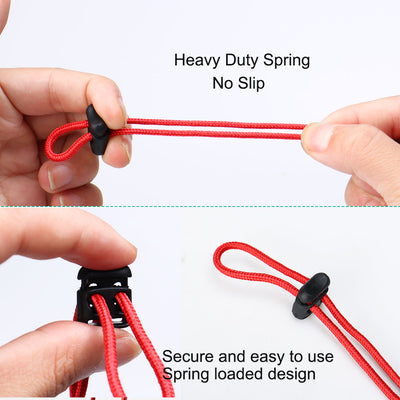 Harfington 12pcs Plastic Cord Lock Stoppers End Spring Toggle Fasteners Organizer