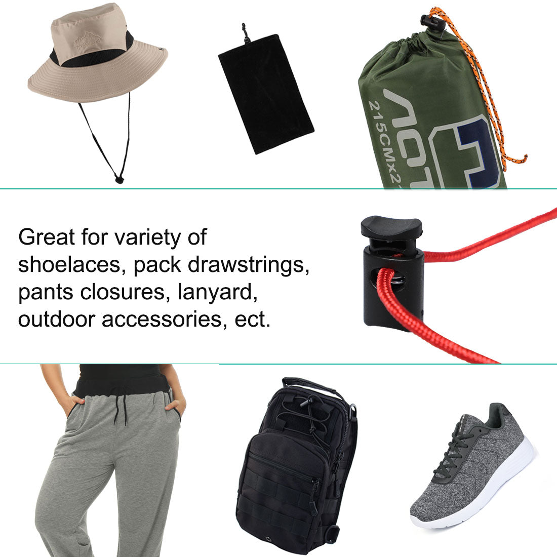 Harfington 12pcs Plastic Cord Lock Stopper End Spring Toggle Fastener Slider Organizers