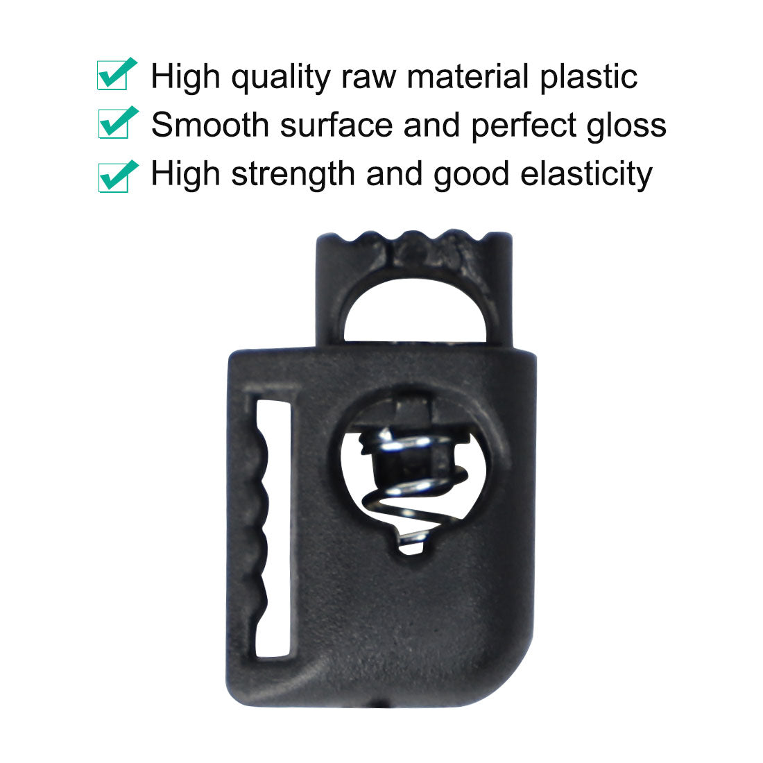 Harfington 12pcs Plastic Cord Locks Stoppers End Spring Toggle Fasteners Organizers Black