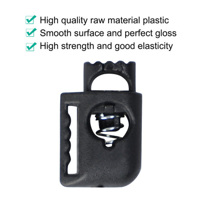 Harfington 12pcs Plastic Cord Locks Stoppers End Spring Toggle Fasteners Organizers Black