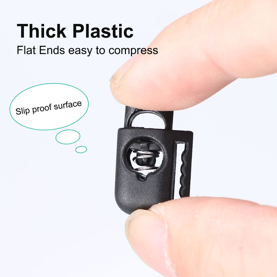 Harfington 12pcs Plastic Cord Locks Stoppers End Spring Toggle Fasteners Organizers Black