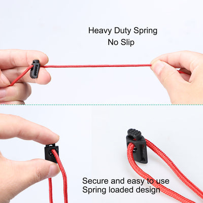 Harfington 12pcs Plastic Cord Locks Stoppers End Spring Toggle Fasteners Organizers Black