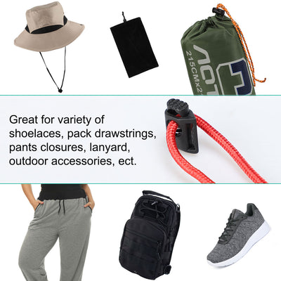 Harfington 12pcs Plastic Cord Locks Stoppers End Spring Toggle Fasteners Organizers Black