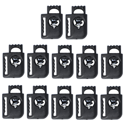 Harfington 12pcs Plastic Cord Locks Stoppers End Spring Toggle Fasteners Organizers Black
