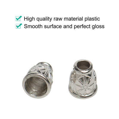 Harfington 12pcs Silver Tone  Bell End Stoppers Cord Rope Lace Lock Lanyard Rope Fastener