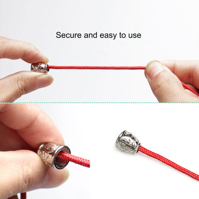 Harfington 12pcs Silver Tone  Bell End Stoppers Cord Rope Lace Lock Lanyard Rope Fastener