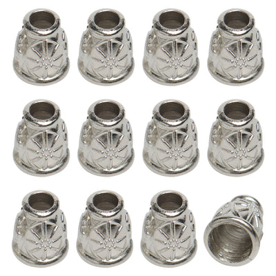Harfington 12pcs Silver Tone  Bell End Stoppers Cord Rope Lace Lock Lanyard Rope Fastener