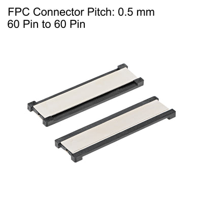 Harfington 0.5mm Pitch 60 Pin to 60 Pin Extension Connector Aapter for FFC FPC Cable Extend ZIP HDD 3Pcs