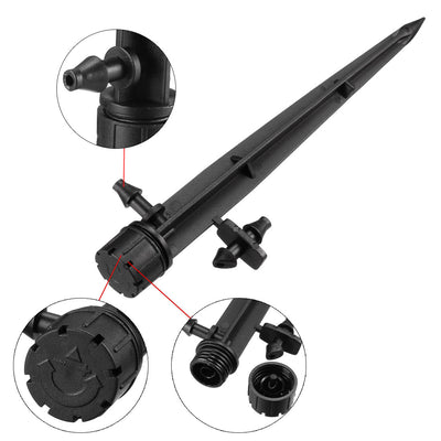 Harfington Adjustable Spray Drippers, 360 Degree Micro Emitter Irrigation Watering System, 5 Pcs (Black)