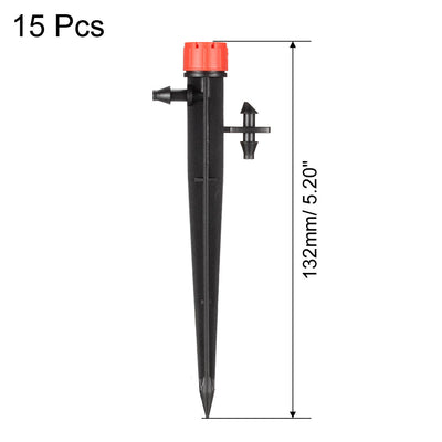 Harfington Adjustable Spray Drippers, 360 Degree Micro Emitter Irrigation Watering System, 15 Pcs (Red)