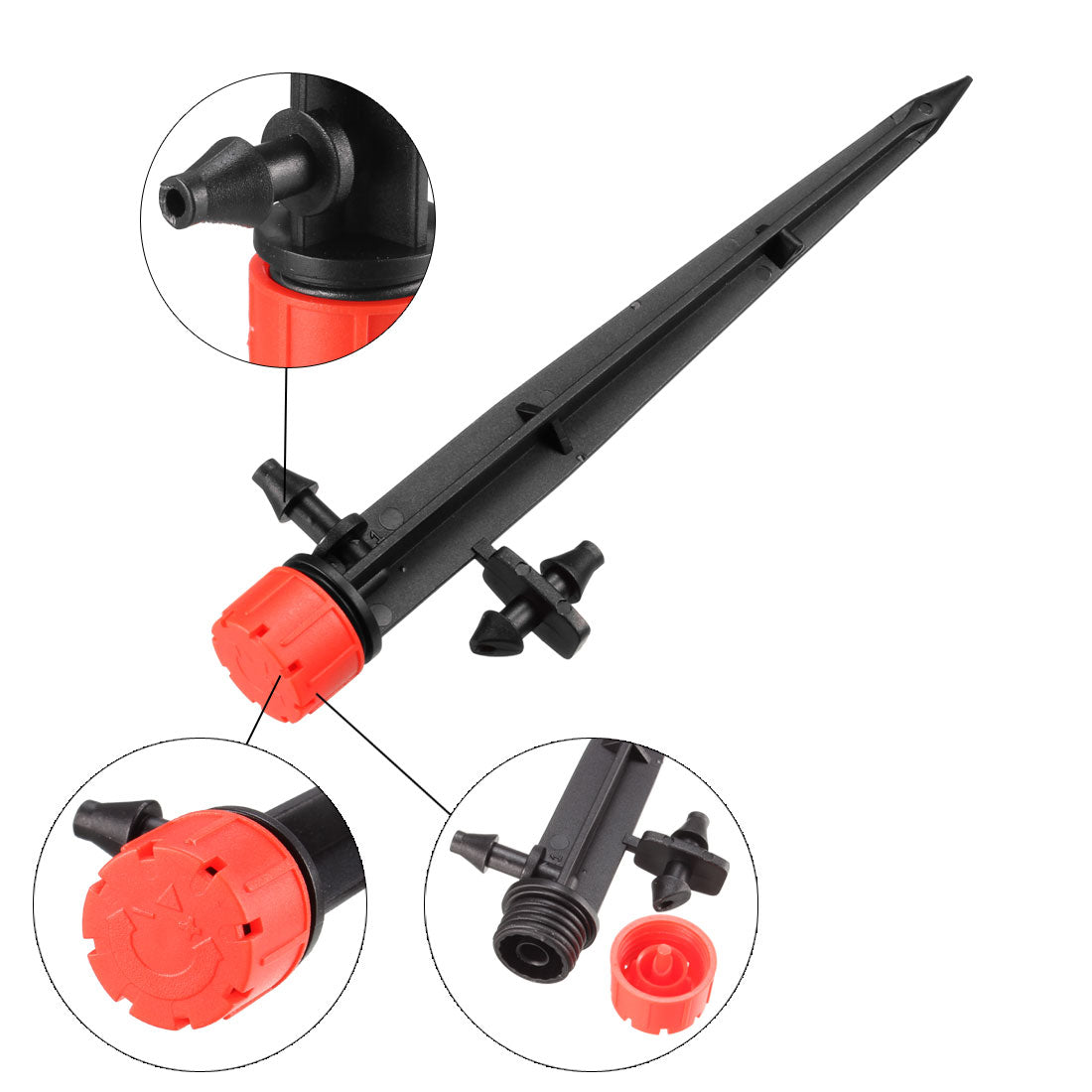 Harfington Adjustable Spray Drippers, 360 Degree Micro Emitter Irrigation Watering System, 15 Pcs (Red)