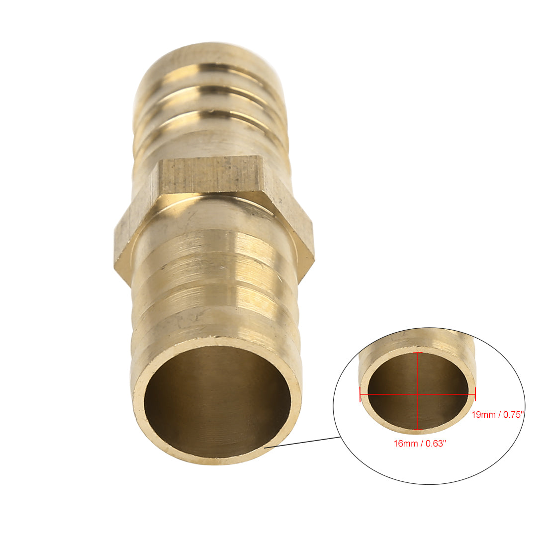 Harfington 19mm Brass Barb Hose Fitting Straight Connector Adaptor for Air Water Gas Oil