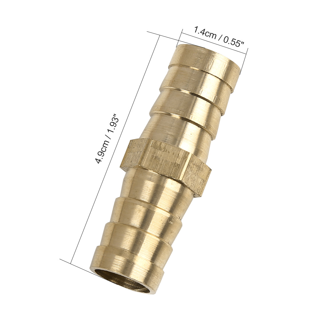 Harfington 14mm Brass Barb Hose Fitting Straight Union Connector for Air Water Gas Oil 5pcs