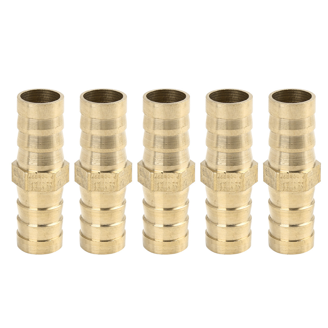 Harfington 14mm Brass Barb Hose Fitting Straight Union Connector for Air Water Gas Oil 5pcs