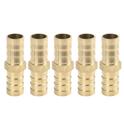 Harfington 14mm Brass Barb Hose Fitting Straight Union Connector for Air Water Gas Oil 5pcs