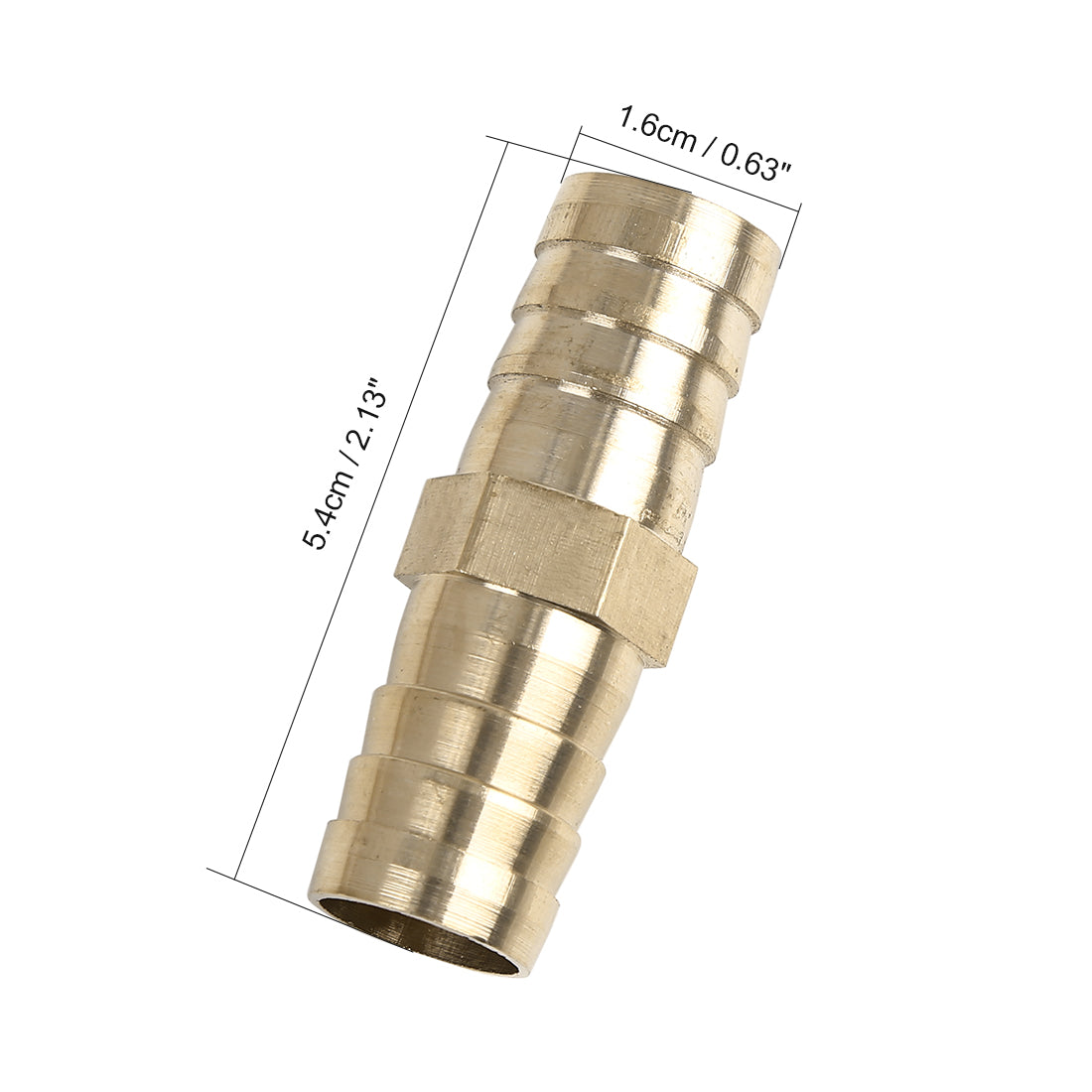 Harfington 16mm Brass Barb Hose Fitting Straight Union Connector for Air Water Gas Oil 5pcs