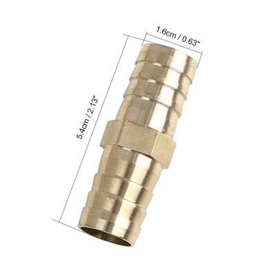 Harfington 16mm Brass Barb Hose Fitting Straight Union Connector for Air Water Gas Oil 5pcs