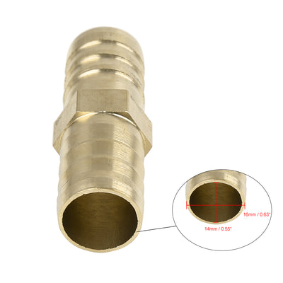 Harfington 16mm Brass Barb Hose Fitting Straight Union Connector for Air Water Gas Oil 5pcs