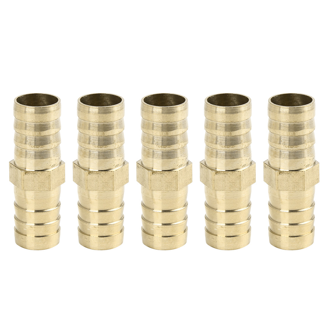 Harfington 16mm Brass Barb Hose Fitting Straight Union Connector for Air Water Gas Oil 5pcs
