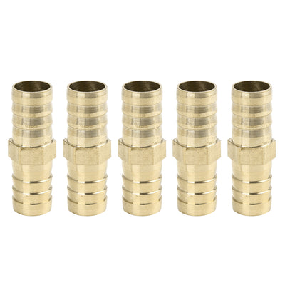 Harfington 16mm Brass Barb Hose Fitting Straight Union Connector for Air Water Gas Oil 5pcs