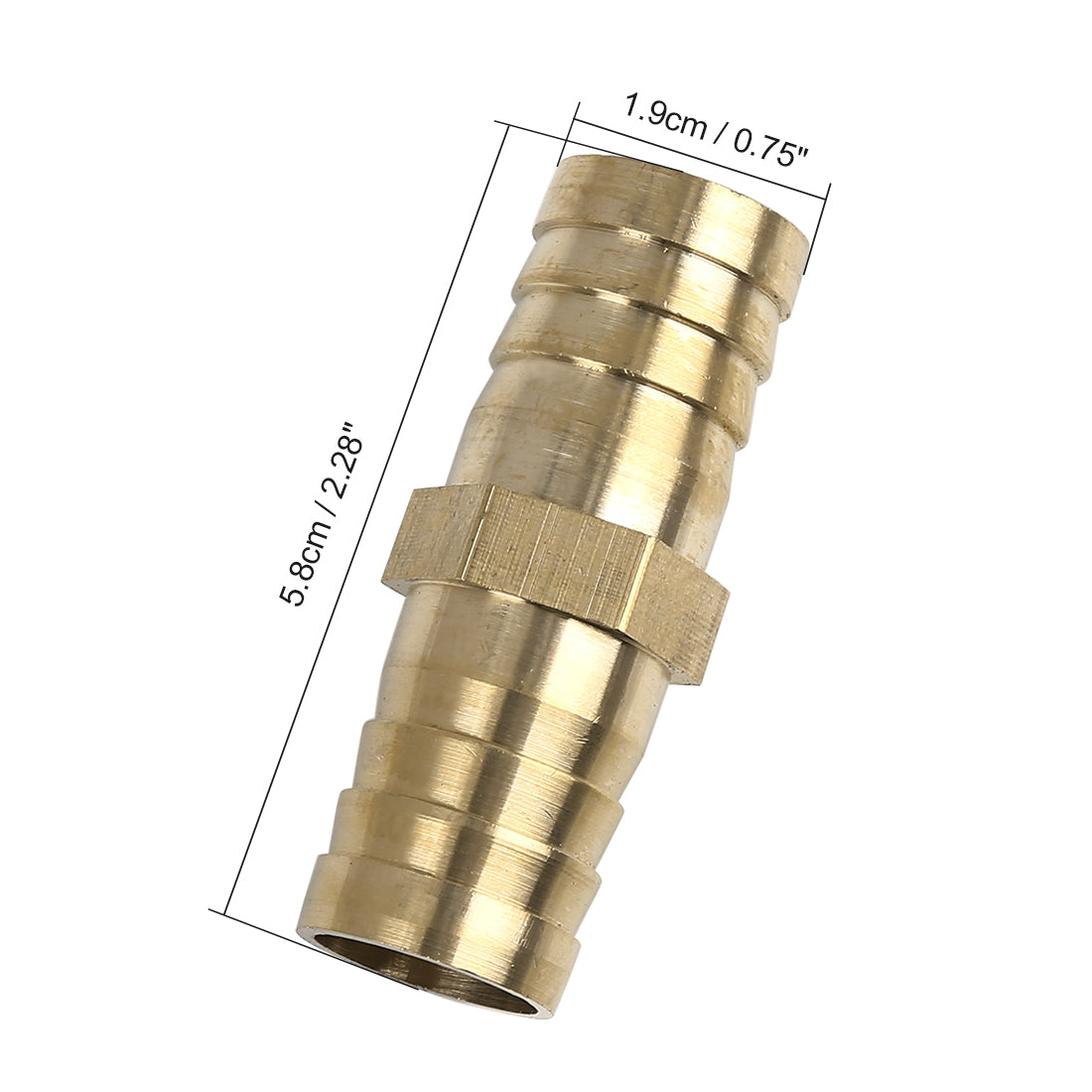 Harfington 19mm Brass Barb Hose Fitting Straight Union Connector for Air Water Gas Oil 5pcs