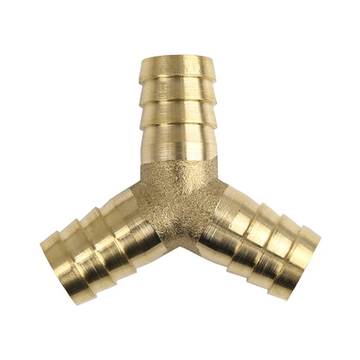 Harfington 14mm Brass Hose Barb Fitting Y-Shaped 3 Way Connector for Air Water Gas Oil Pipe