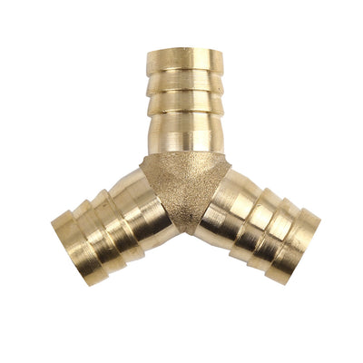 Harfington 16mm Brass Hose Barb Fitting Y-Shaped 3 Way Connector for Air Water Gas Oil Pipe