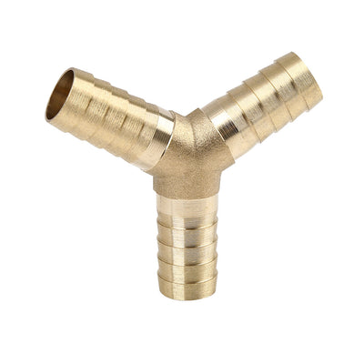 Harfington 19mm Brass Hose Barb Fitting Y-Shaped 3 Way Connector for Air Water Gas Oil Pipe
