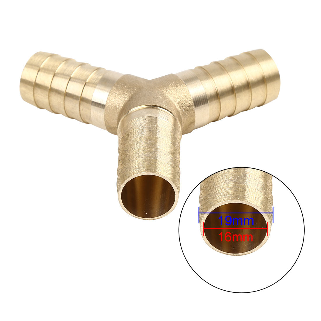 Harfington 19mm Brass Hose Barb Fitting Y-Shaped 3 Way Connector for Air Water Gas Oil Pipe