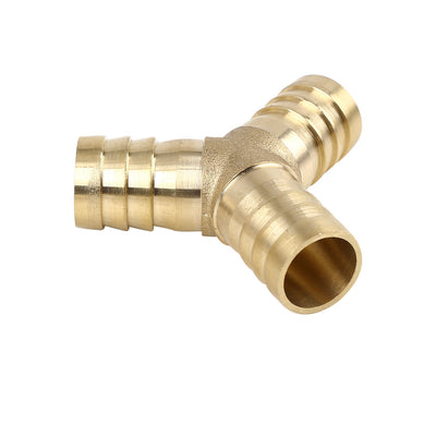 Harfington 16mm Brass Hose Barb Fitting Y-Shaped 3 Way Connector for Air Water Gas Oil 5pcs