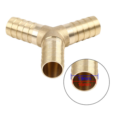 Harfington 19mm Brass Hose Barb Fitting Y-Shaped 3 Way Connector for Air Water Gas Oil 3pcs