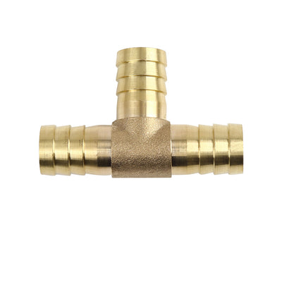 Harfington 16mm Hose Barb Brass 3 Way Tee Connector Adaptor for Fuel Air Water Gas Oil Pipe