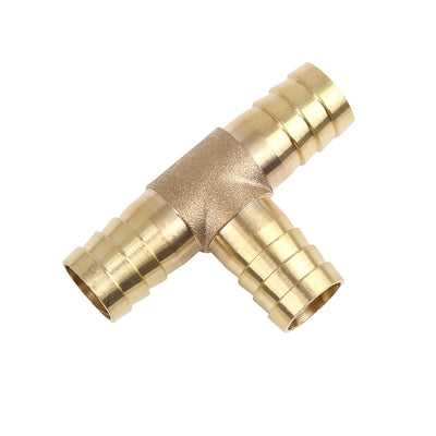 Harfington 16mm Hose Barb Brass 3 Way Tee Connector Adaptor for Fuel Air Water Gas Oil Pipe